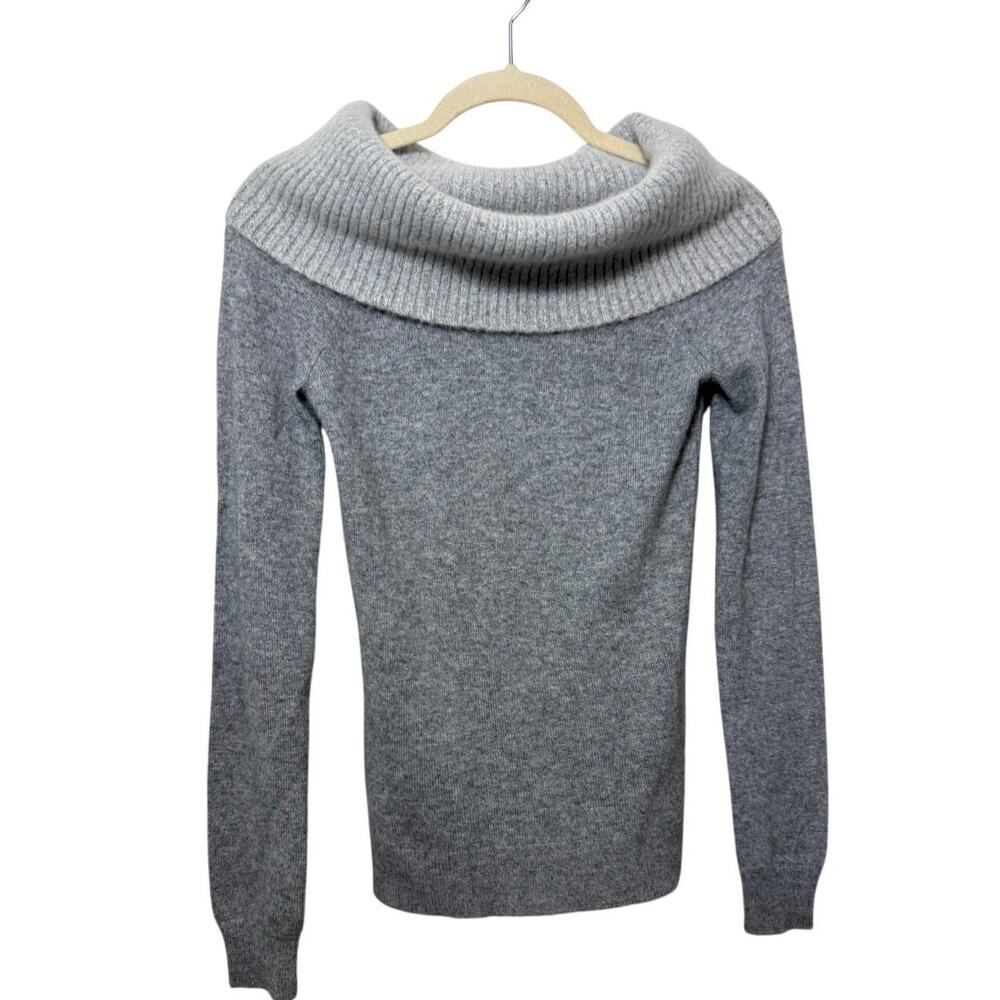 Theory Cashmere Off Shoulder Foldover Grey Sweater Women’s Sz. P